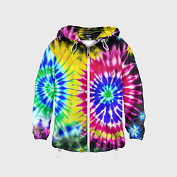 Ветровка с капюшоном детская Colorful floral composition - tie-dye, цвет: 3D-белый