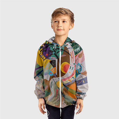 Детская ветровка Искусство Кандинского - Доминирующая кривая / 3D-Белый – фото 3