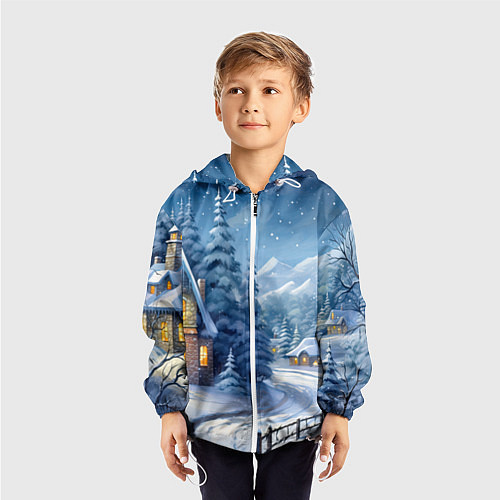 Детская ветровка Новогодний домик / 3D-Белый – фото 3