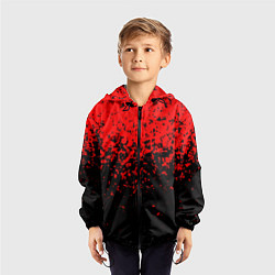 Ветровка с капюшоном детская Красно-чёрный переход, цвет: 3D-черный — фото 2