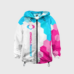 Ветровка с капюшоном детская SsangYong neon gradient style по-вертикали, цвет: 3D-черный