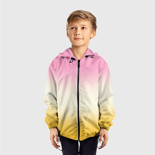 Детская ветровка Розовый бежевый желтый градиент / 3D-Черный – фото 3