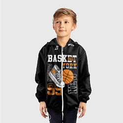 Ветровка с капюшоном детская Basketball New York, цвет: 3D-белый — фото 2