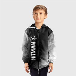Ветровка с капюшоном детская Hitman glitch на темном фоне по-вертикали, цвет: 3D-черный — фото 2