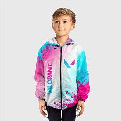 Ветровка с капюшоном детская Valorant neon gradient style вертикально, цвет: 3D-черный — фото 2