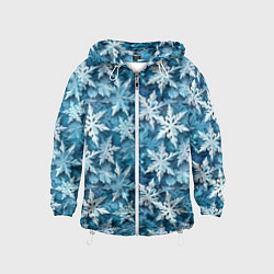 Ветровка с капюшоном детская New Years pattern with snowflakes, цвет: 3D-белый