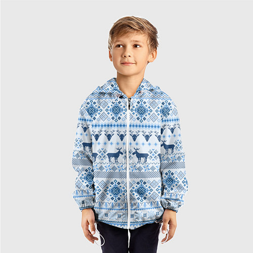 Детская ветровка Blue sweater with reindeer / 3D-Белый – фото 3