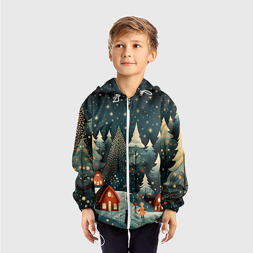 Детская ветровка Новогоднее настроение в деревне / 3D-Белый – фото 3