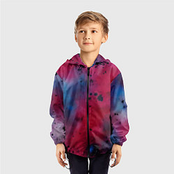 Ветровка с капюшоном детская Акварельные брызги в розовом, цвет: 3D-черный — фото 2