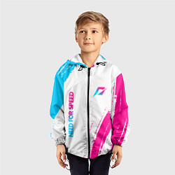Ветровка с капюшоном детская Need for Speed neon gradient style вертикально, цвет: 3D-черный — фото 2