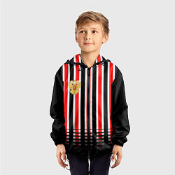 Ветровка с капюшоном детская Полосатый красный - герб РФ, цвет: 3D-черный — фото 2