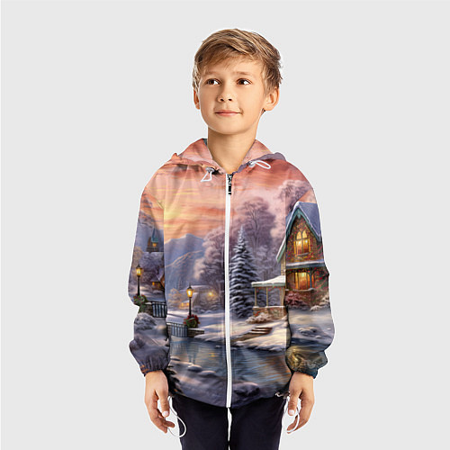 Детская ветровка Зима в городе / 3D-Белый – фото 3