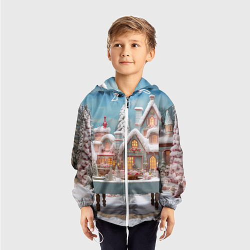 Детская ветровка Снежный день в городе / 3D-Белый – фото 3