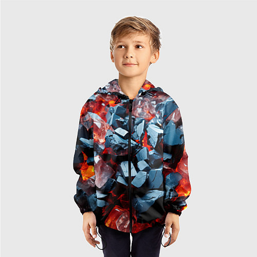 Детская ветровка Янтарные камни асбтракция / 3D-Черный – фото 3