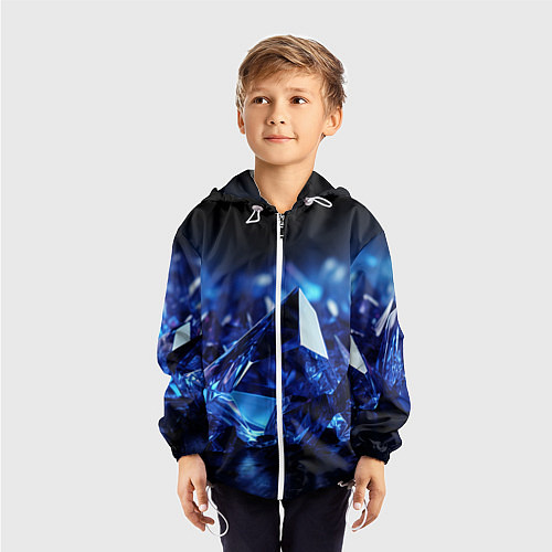 Детская ветровка Синие прозрачные алмазы / 3D-Белый – фото 3
