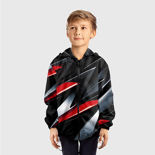 Детская ветровка Red black abstract / 3D-Черный – фото 3
