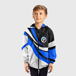 Ветровка с капюшоном детская BMW - синяя абстракция, цвет: 3D-черный — фото 2