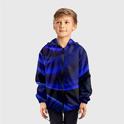 Ветровка с капюшоном детская Темная синяя абстракция, цвет: 3D-черный — фото 2