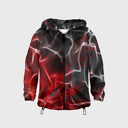 Ветровка с капюшоном детская Дым и красные текстуры, цвет: 3D-черный