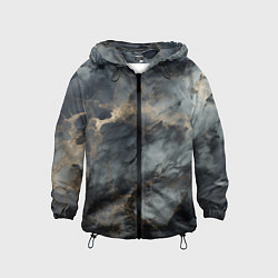 Ветровка с капюшоном детская Темно-серый мрамор, цвет: 3D-черный