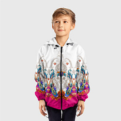 Ветровка с капюшоном детская Цветочный сказочный узор, цвет: 3D-черный — фото 2