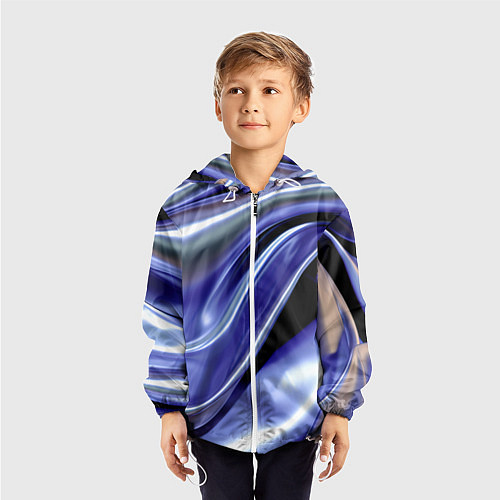 Детская ветровка Синяя вязкая абстракция / 3D-Белый – фото 3
