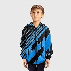 Ветровка с капюшоном детская Синие линии на чёрном фоне, цвет: 3D-черный — фото 2