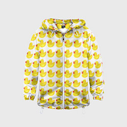 Ветровка с капюшоном детская Семейка желтых резиновых уточек, цвет: 3D-белый
