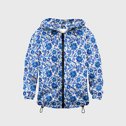 Ветровка с капюшоном детская Гжель классика, цвет: 3D-черный