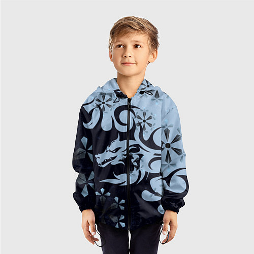 Детская ветровка Дракон со снежинками / 3D-Черный – фото 3