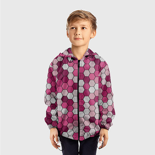 Детская ветровка Камуфляж гексагон розовый / 3D-Черный – фото 3