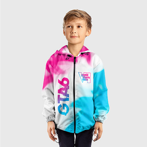 Детская ветровка GTA6 neon gradient style вертикально / 3D-Черный – фото 3