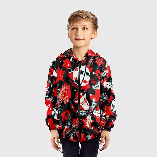 Детская ветровка Рождественские паттерны орнамент / 3D-Черный – фото 3