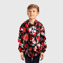 Ветровка с капюшоном детская Рождественские паттерны орнамент, цвет: 3D-черный — фото 2
