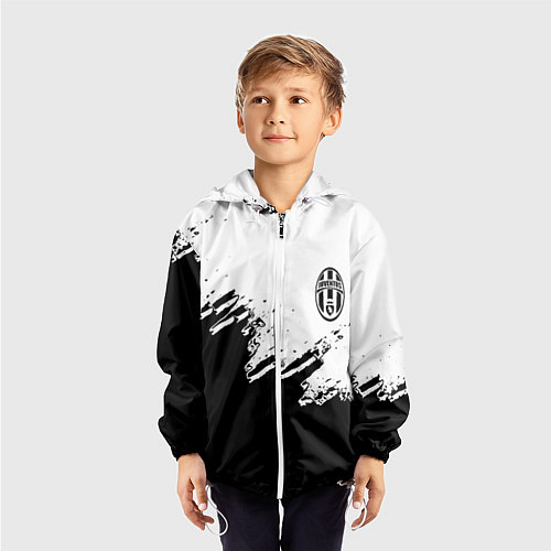 Детская ветровка Juventus black sport texture / 3D-Белый – фото 3