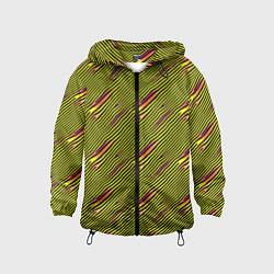 Ветровка с капюшоном детская Жёлтые и чёрные линии, цвет: 3D-черный
