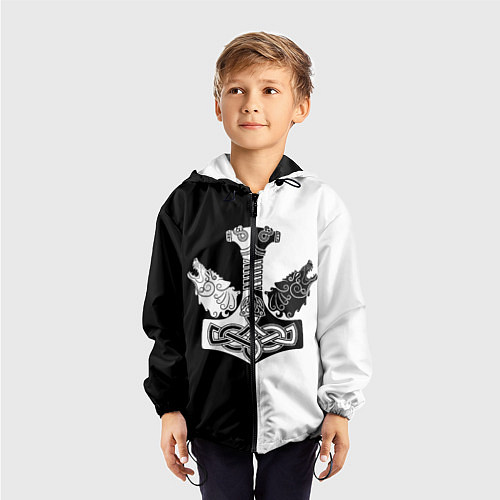Детская ветровка Волки и молот Тора / 3D-Черный – фото 3