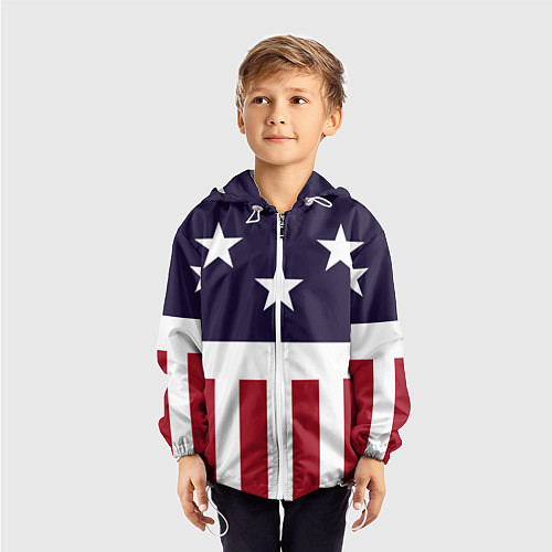 Детская ветровка Флаг Америки / 3D-Белый – фото 3