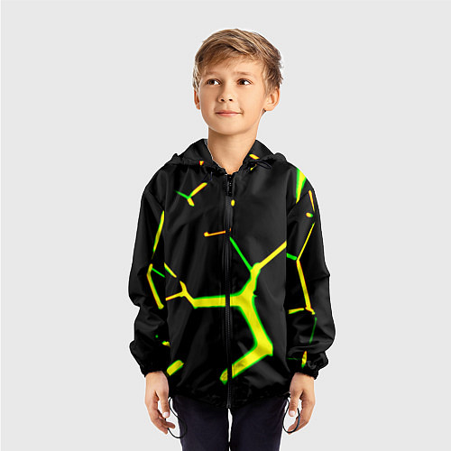 Детская ветровка Кислотные грани плиты / 3D-Черный – фото 3