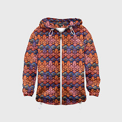 Ветровка с капюшоном детская Абстрактный паттерн мозаикой, цвет: 3D-белый