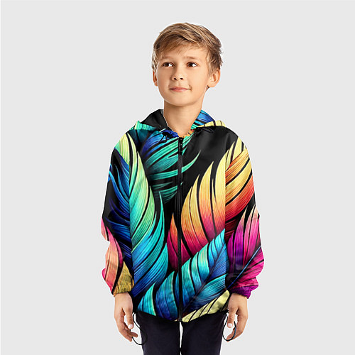 Детская ветровка Color feathers - neon / 3D-Черный – фото 3