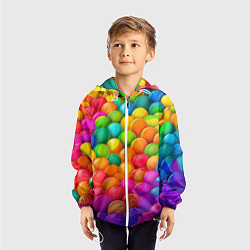 Ветровка с капюшоном детская Радужные пупырки, цвет: 3D-белый — фото 2
