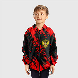 Ветровка с капюшоном детская Герб РФ краски текстура, цвет: 3D-черный — фото 2