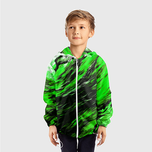 Детская ветровка Чёрная и зелёная буря / 3D-Белый – фото 3