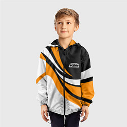 Ветровка с капюшоном детская КТМ - оранжевые вставки, цвет: 3D-черный — фото 2