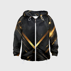 Ветровка с капюшоном детская Gold luxury black abstract, цвет: 3D-белый