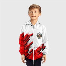 Ветровка с капюшоном детская Россия герб империя, цвет: 3D-белый — фото 2