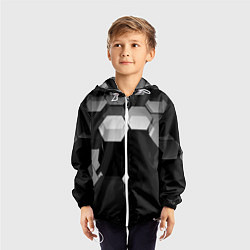 Ветровка с капюшоном детская Нано соты шестиугольник, цвет: 3D-белый — фото 2