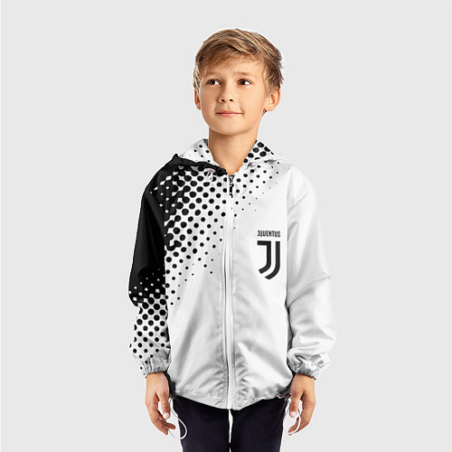 Детская ветровка Juventus sport black geometry / 3D-Белый – фото 3