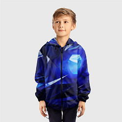 Ветровка с капюшоном детская Black and blue abstract background sport style, цвет: 3D-черный — фото 2